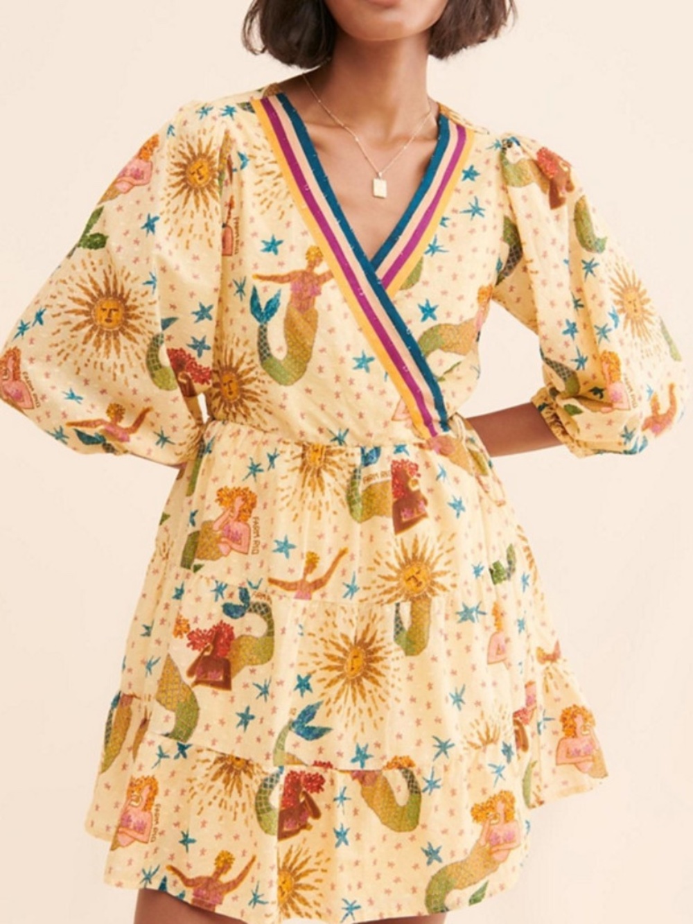 Farm Rio V-Neck Mermaid Mini Dress